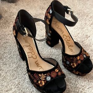 Sam Edelman velvet and embroidered platforms